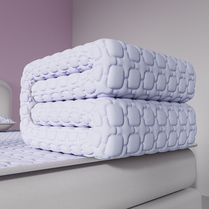 91家纺网 家纺一手货源 找家纺 世纪绒品 2026新款A类凉感小冰川冰丝乳胶凉席床笠加厚12mm 冰晶紫-床席款