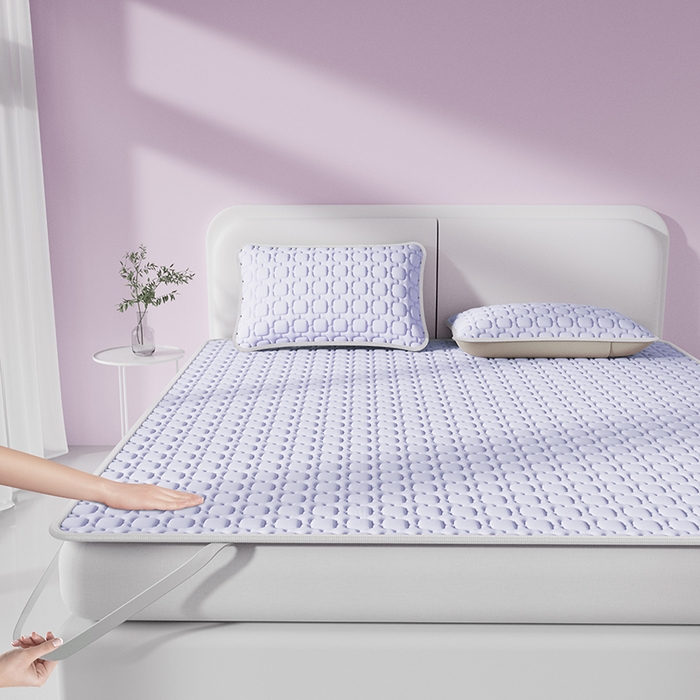 91家纺网 家纺一手货源 找家纺 世纪绒品 2026新款A类凉感小冰川冰丝乳胶凉席床笠加厚12mm 冰晶紫-床席款