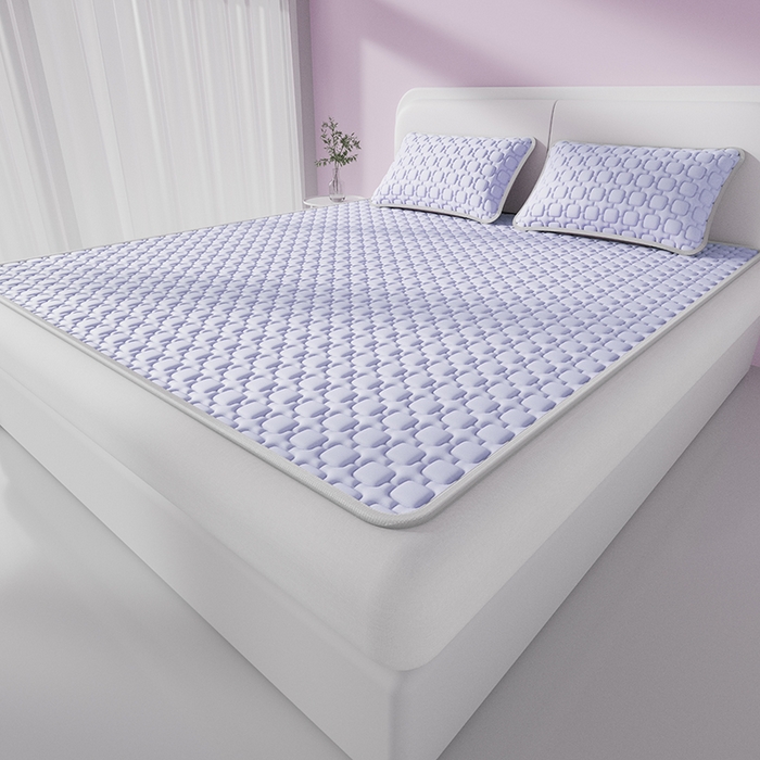 91家纺网 家纺一手货源 找家纺 世纪绒品 2026新款A类凉感小冰川冰丝乳胶凉席床笠加厚12mm 冰晶紫-床席款