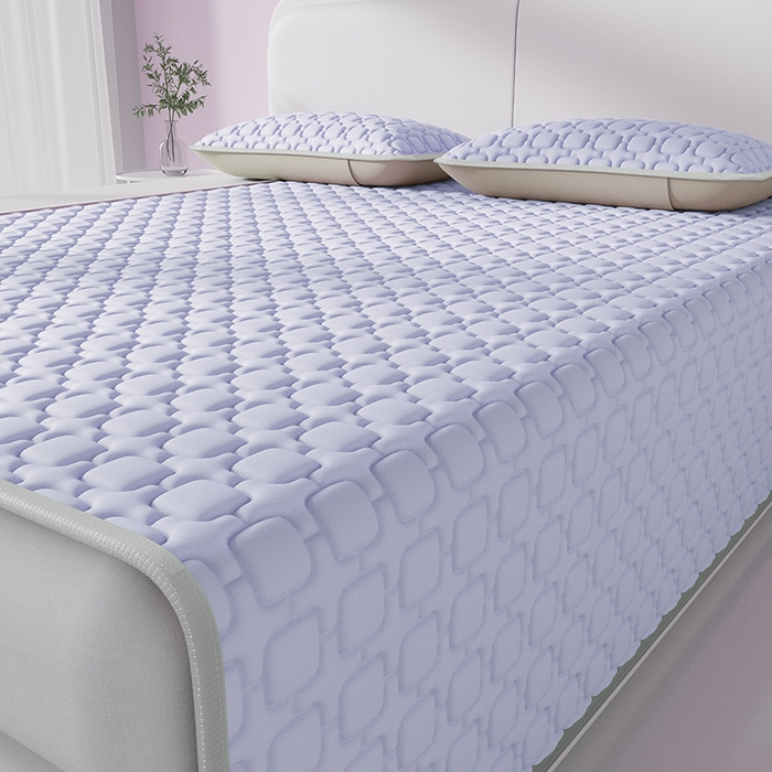 91家纺网 家纺一手货源 找家纺 世纪绒品 2026新款A类凉感小冰川冰丝乳胶凉席床笠加厚12mm 冰晶紫-床席款