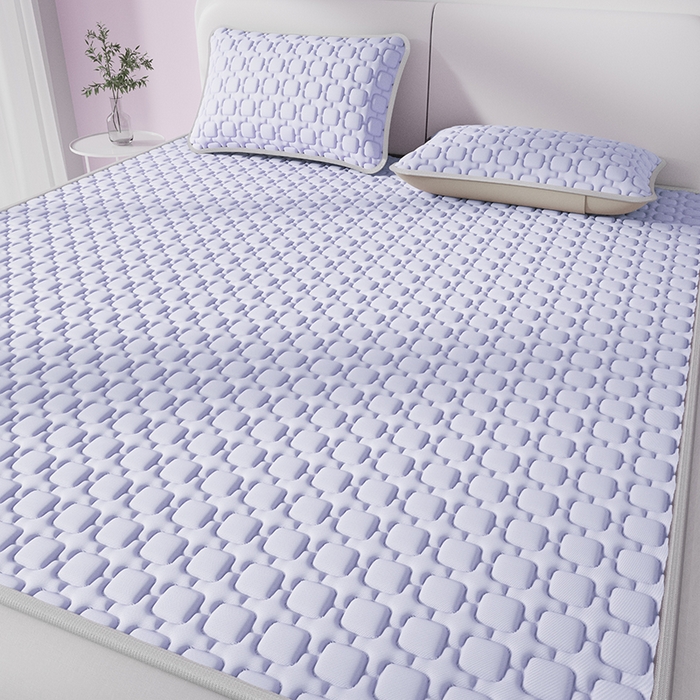 91家纺网 家纺一手货源 找家纺 世纪绒品 2026新款A类凉感小冰川冰丝乳胶凉席床笠加厚12mm 冰晶紫-床席款