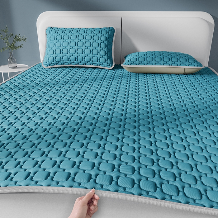 91家纺网 家纺一手货源 找家纺 世纪绒品 2026新款A类凉感小冰川冰丝乳胶凉席床笠加厚12mm 墨绿-床席款