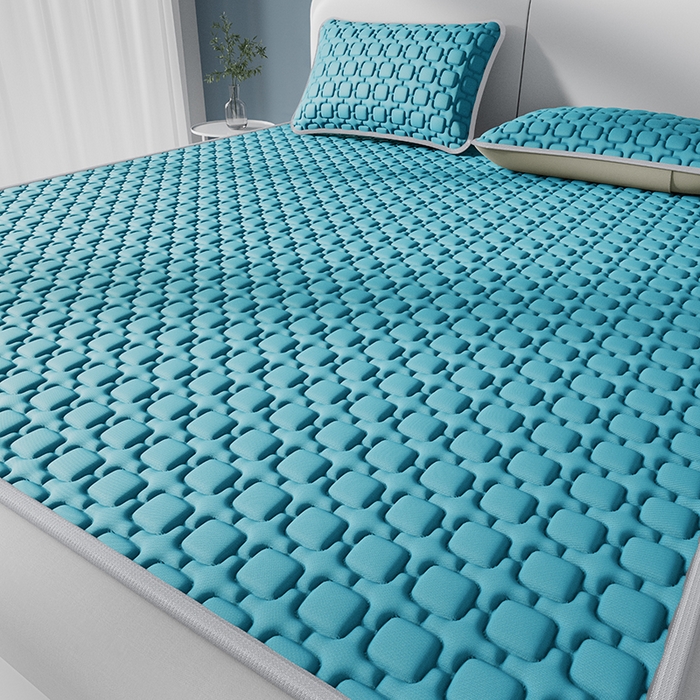 91家纺网 家纺一手货源 找家纺 世纪绒品 2026新款A类凉感小冰川冰丝乳胶凉席床笠加厚12mm 墨绿-床席款