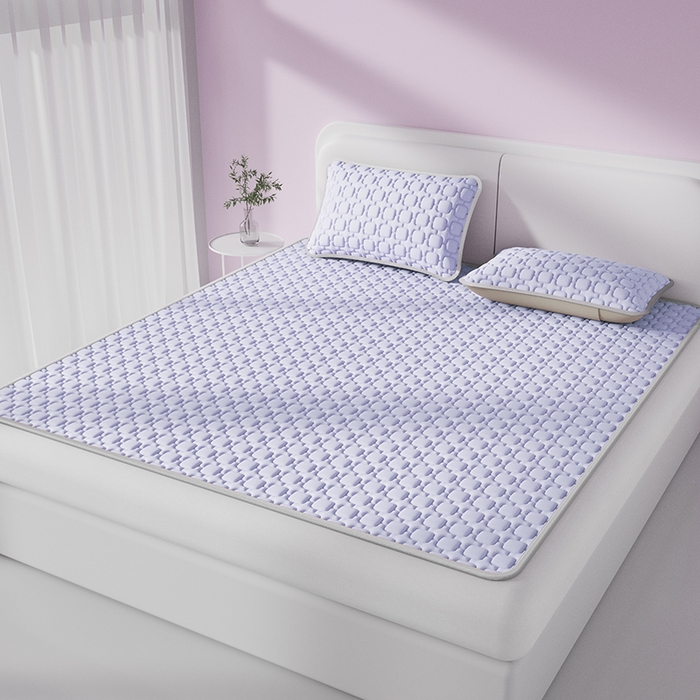 91家纺网 家纺一手货源 找家纺 世纪绒品 2026新款A类凉感小冰川冰丝乳胶凉席床笠加厚12mm 冰晶紫-床席款