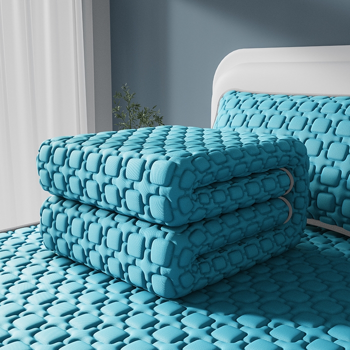 91家纺网 家纺一手货源 找家纺 世纪绒品 2026新款A类凉感小冰川冰丝乳胶凉席床笠加厚12mm 墨绿-床席款