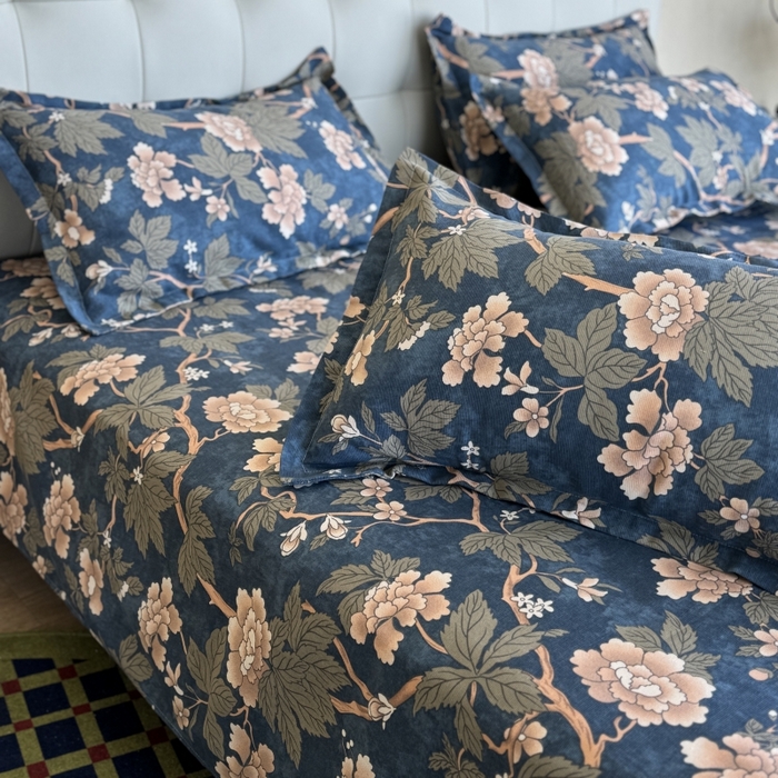 91家纺网 家纺一手货源 找家纺 麦瑞家纺 2025新款老粗布系列单品套件 国色天香