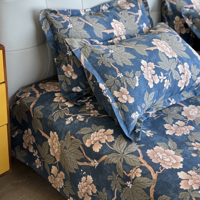 91家纺网 家纺一手货源 找家纺 麦瑞家纺 2025新款老粗布系列单品套件 国色天香