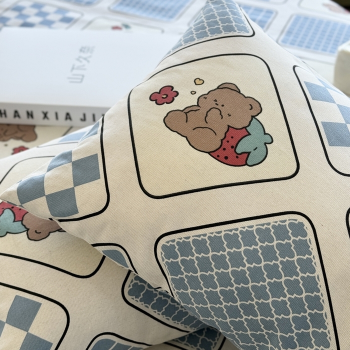 91家纺网 家纺一手货源 找家纺 麦瑞家纺 2025新款老粗布系列单品套件 饼干熊