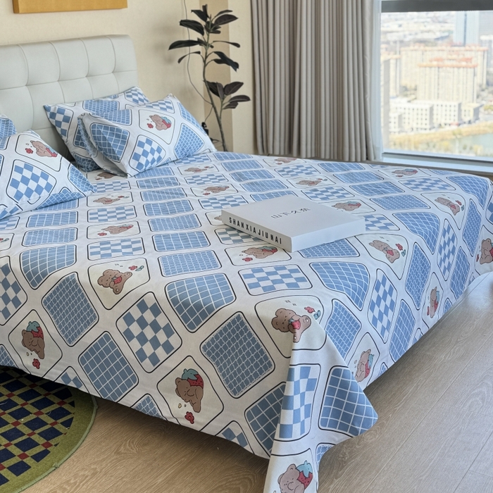 91家纺网 家纺一手货源 找家纺 麦瑞家纺 2025新款老粗布系列单品套件 饼干熊