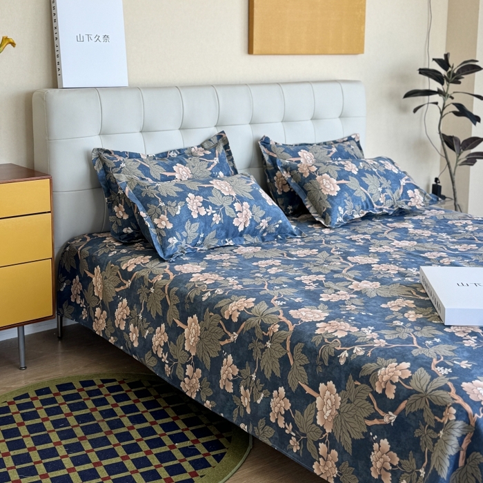 91家纺网 家纺一手货源 找家纺 麦瑞家纺 2025新款老粗布系列单品套件 国色天香