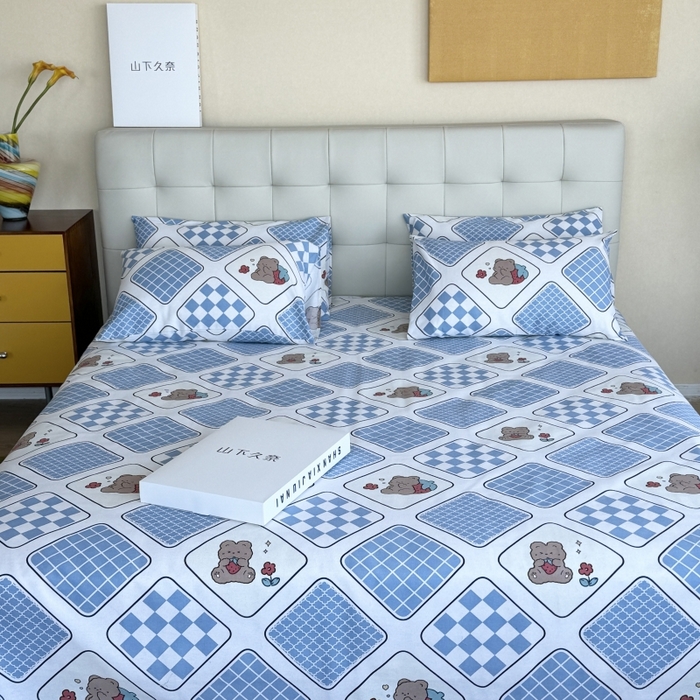 91家纺网 家纺一手货源 找家纺 麦瑞家纺 2025新款老粗布系列单品套件 饼干熊