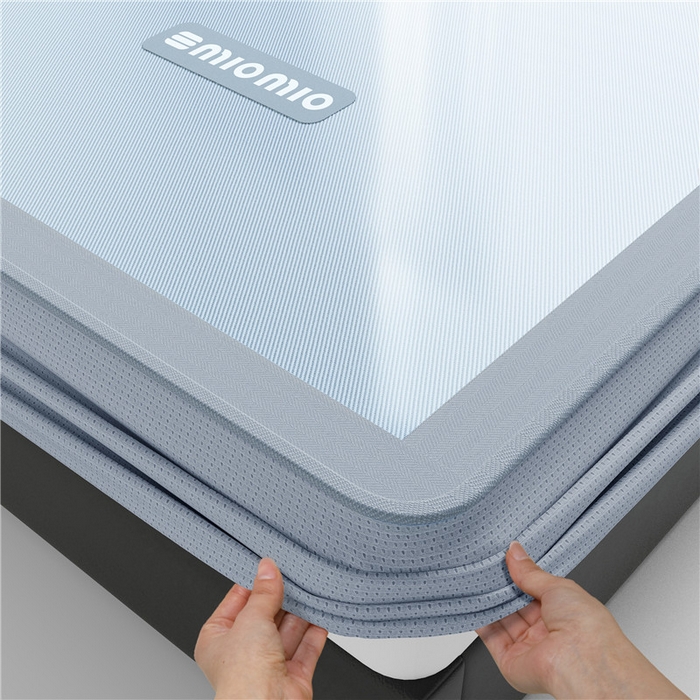 91家纺网 家纺一手货源 找家纺 悠米悠家 2025春夏新款斜纹烫画凉感冰丝席凉席席子 床笠款-灰