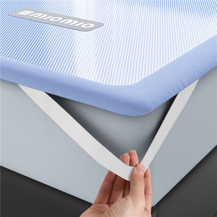 91家纺网 家纺一手货源 找家纺 悠米悠家 2025春夏新款斜纹烫画凉感冰丝席凉席席子 床席款-蓝