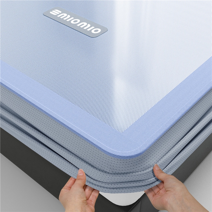 91家纺网 家纺一手货源 找家纺 悠米悠家 2025春夏新款斜纹烫画凉感冰丝席凉席席子 床席款-蓝