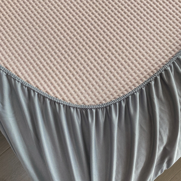 91家纺网 家纺一手货源 找家纺 （总）欧邦 2025春夏新款5A抗菌华夫格凉感冰豆床笠款凉席席子-小熊系列