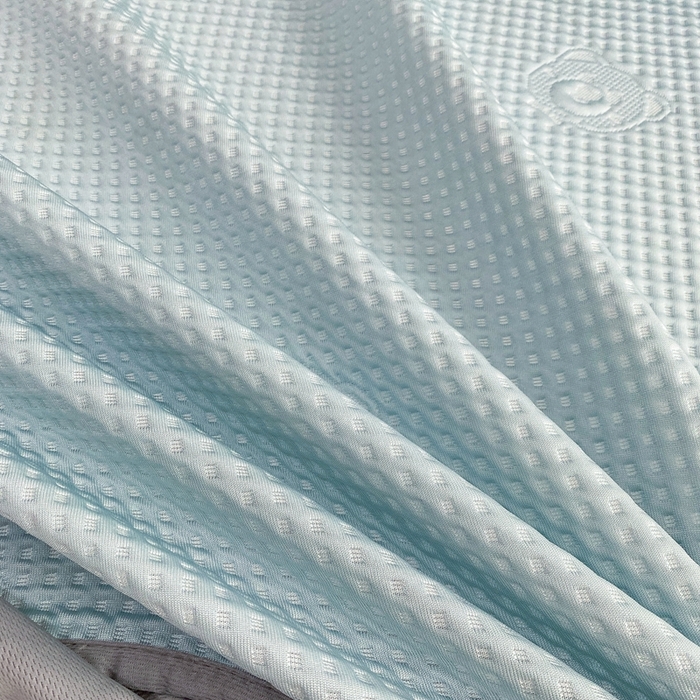 91家纺网 家纺一手货源 找家纺 欧邦 2025春夏新款5A抗菌华夫格凉感冰豆床笠款凉席席子-小熊系列 小熊-孔雀蓝