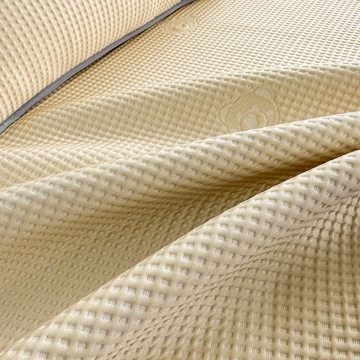 91家纺网 家纺一手货源 找家纺 欧邦 2025春夏新款5A抗菌华夫格凉感冰豆床笠款凉席席子-小熊系列 小熊-玉米黄