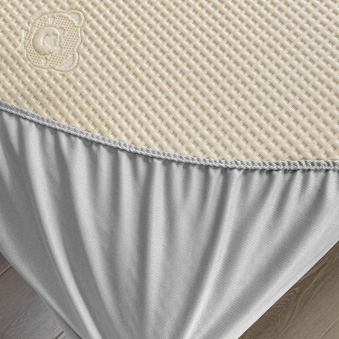 91家纺网 家纺一手货源 找家纺 欧邦 2025春夏新款5A抗菌华夫格凉感冰豆床笠款凉席席子-小熊系列 小熊-玉米黄