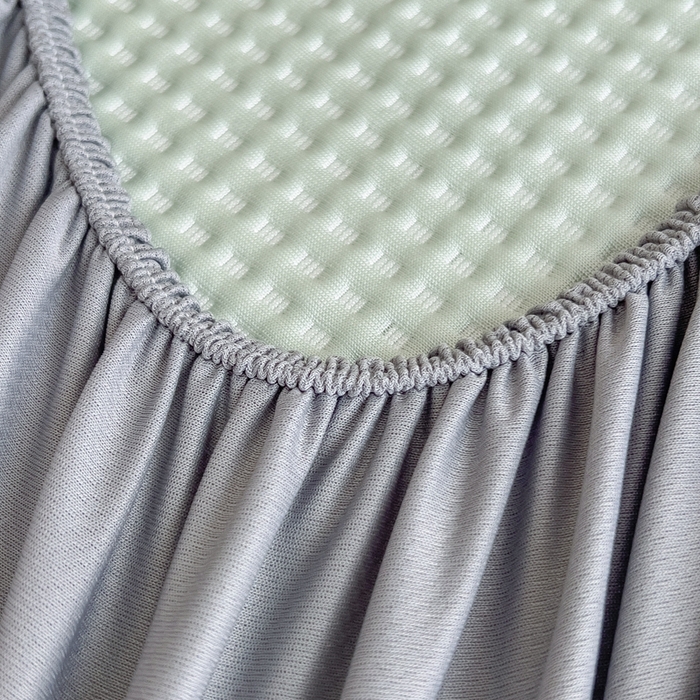 91家纺网 家纺一手货源 找家纺 欧邦 2025春夏新款5A抗菌华夫格凉感冰豆床笠款凉席席子-小熊系列 小熊-水绿