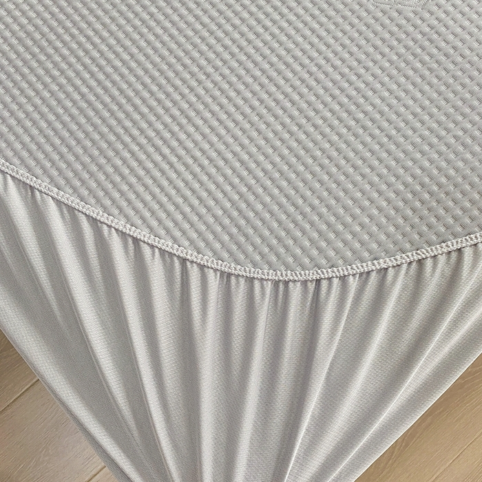 91家纺网 家纺一手货源 找家纺 欧邦 2025春夏新款5A抗菌华夫格凉感冰豆床笠款凉席席子-小熊系列 小熊-极致灰