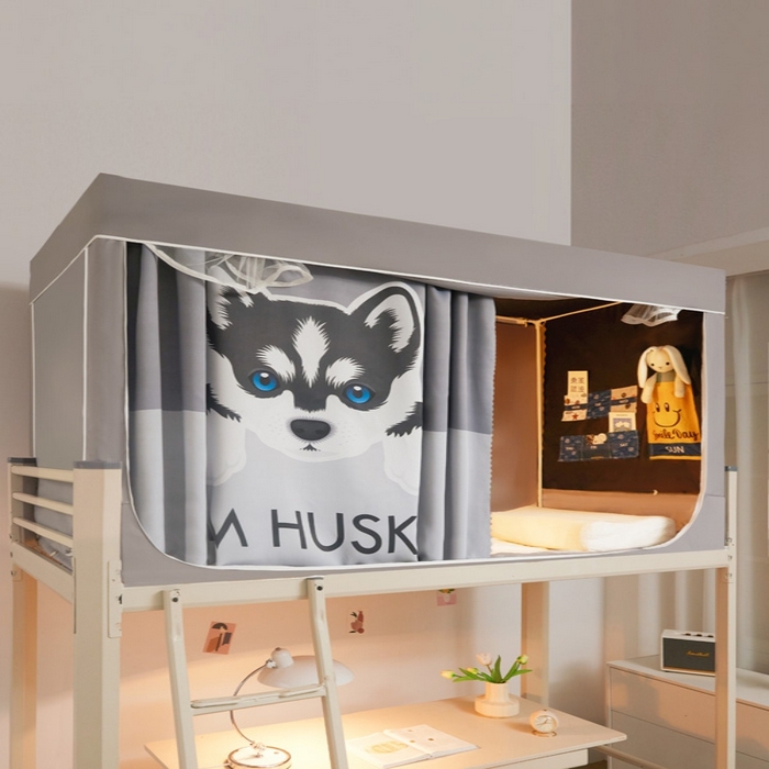 91家纺网 家纺一手货源 找家纺 宅部落 2025新款学生床帘宿舍上下铺床帘式印花强遮光学生蚊帐-印花系 哈士奇