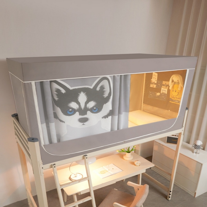 91家纺网 家纺一手货源 找家纺 宅部落 2025新款学生床帘宿舍上下铺床帘式印花强遮光学生蚊帐-印花系 哈士奇