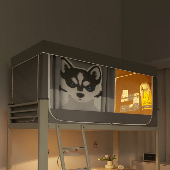 91家纺网 家纺一手货源 找家纺 宅部落 2025新款学生床帘宿舍上下铺床帘式印花强遮光学生蚊帐-印花系 哈士奇