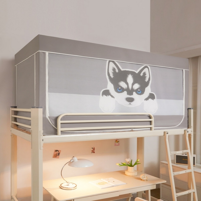 91家纺网 家纺一手货源 找家纺 宅部落 2025新款学生床帘宿舍上下铺床帘式印花强遮光学生蚊帐-印花系 哈士奇