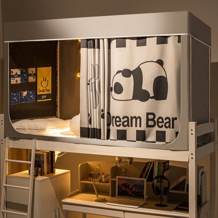 91家纺网 家纺一手货源 找家纺 宅部落 2025新款学生床帘宿舍上下铺床帘式印花强遮光学生蚊帐-印花系 睡梦熊猫