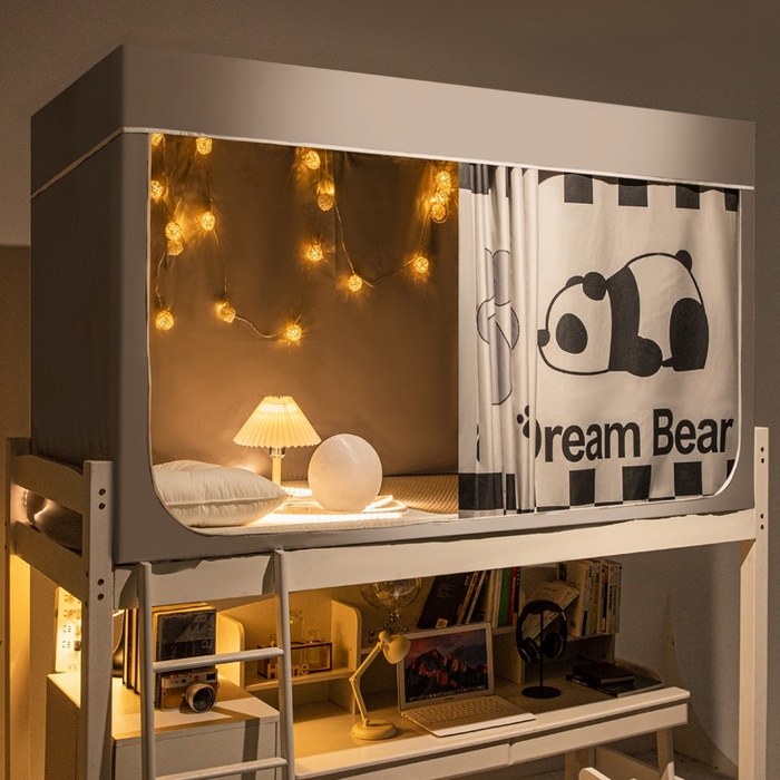 91家纺网 家纺一手货源 找家纺 宅部落 2025新款学生床帘宿舍上下铺床帘式印花强遮光学生蚊帐-印花系 睡梦熊猫