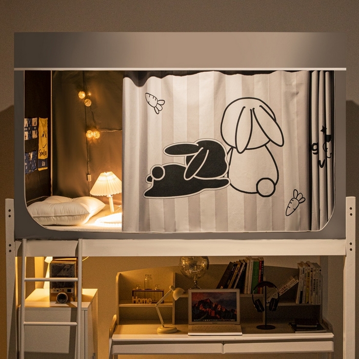 宅部落 2025新款学生床帘宿舍上下铺床帘式印花强遮光学生蚊帐-印花系 在一起