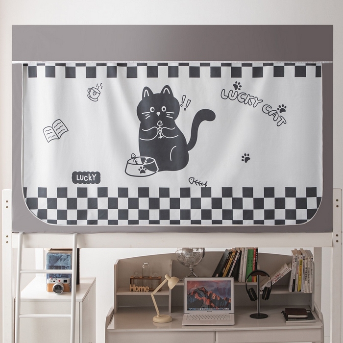 91家纺网 家纺一手货源 找家纺 宅部落 2025新款学生床帘宿舍上下铺床帘式印花强遮光学生蚊帐-印花系 招财猫