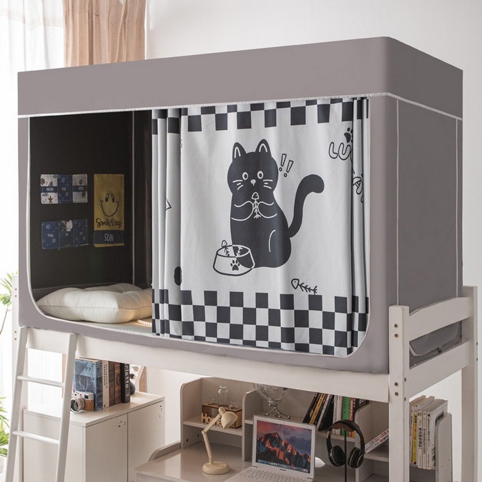 91家纺网 家纺一手货源 找家纺 宅部落 2025新款学生床帘宿舍上下铺床帘式印花强遮光学生蚊帐-印花系 招财猫