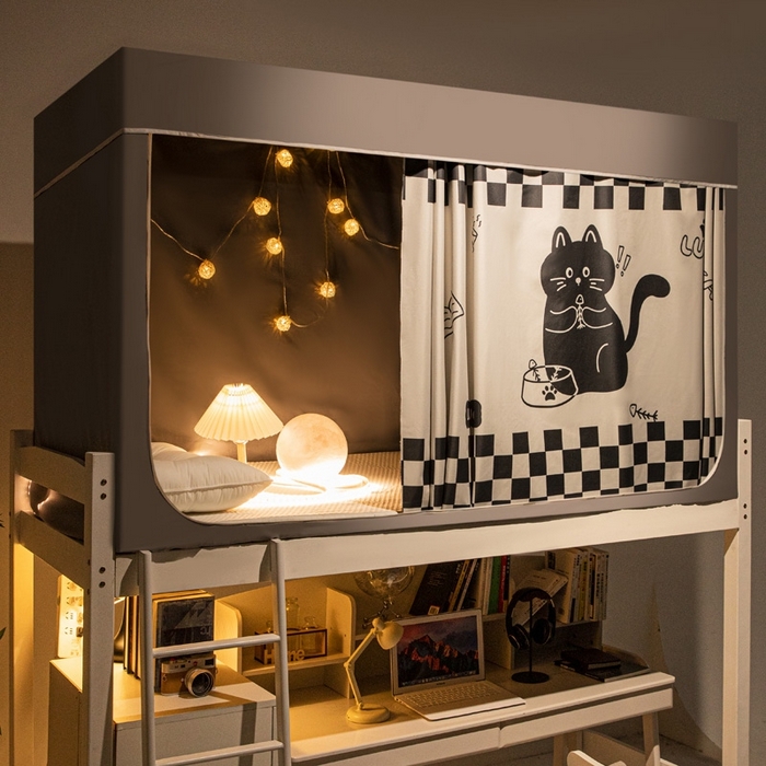 91家纺网 家纺一手货源 找家纺 宅部落 2025新款学生床帘宿舍上下铺床帘式印花强遮光学生蚊帐-印花系 招财猫