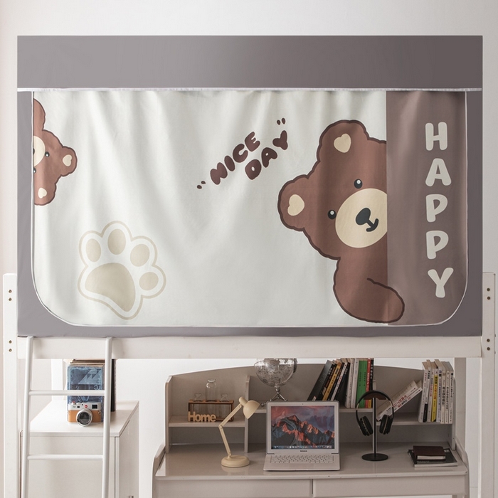 91家纺网 家纺一手货源 找家纺 宅部落 2025新款学生床帘宿舍上下铺床帘式印花强遮光学生蚊帐-印花系 欢乐棕熊