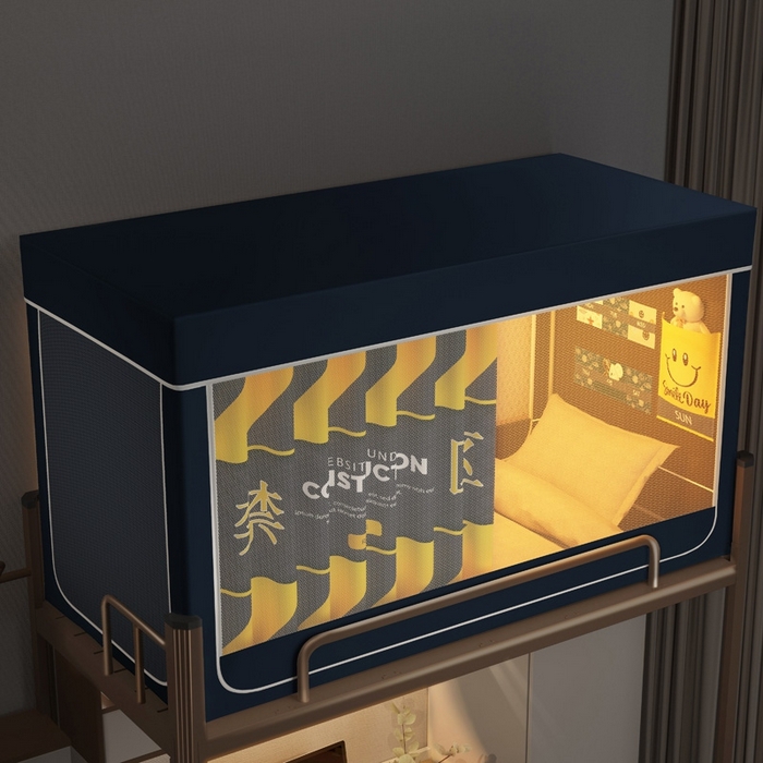 91家纺网 家纺一手货源 找家纺 宅部落 2025新款学生床帘宿舍上下铺床帘式印花强遮光学生蚊帐-印花系 禁区