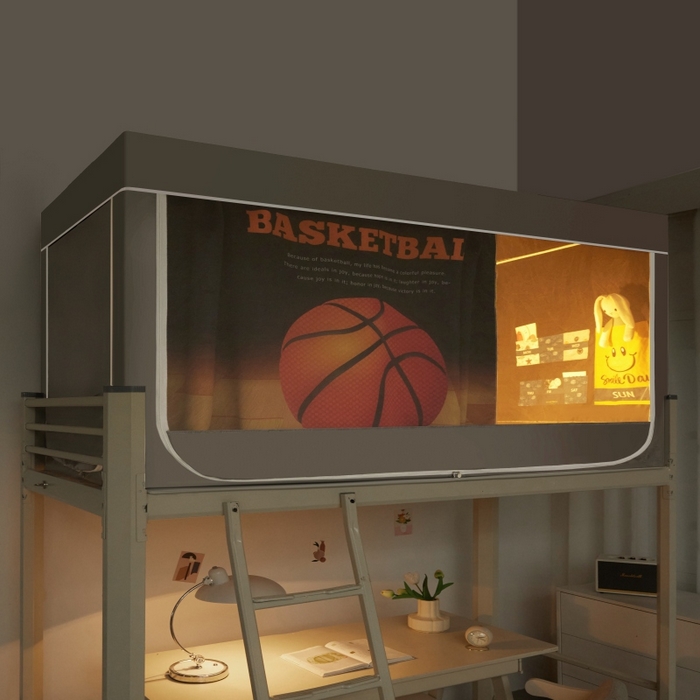 91家纺网 家纺一手货源 找家纺 宅部落 2025新款学生床帘宿舍上下铺床帘式印花强遮光学生蚊帐-印花系 篮球火