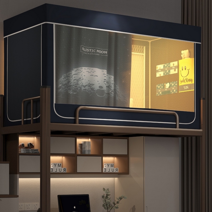 宅部落 2025新款学生床帘宿舍上下铺床帘式印花强遮光学生蚊帐-印花系 moon