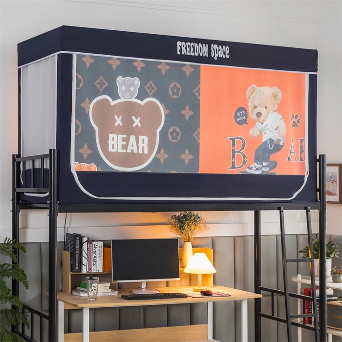 91家纺网 家纺一手货源 找家纺 宅部落 2025新款学生床帘宿舍上下铺床帘式印花强遮光学生蚊帐-印花系 滑板熊