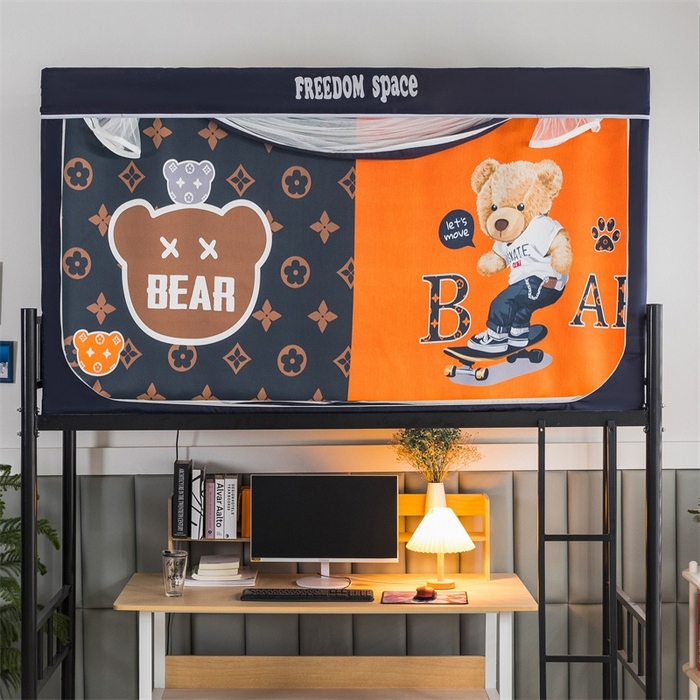 91家纺网 家纺一手货源 找家纺 宅部落 2025新款学生床帘宿舍上下铺床帘式印花强遮光学生蚊帐-印花系 滑板熊