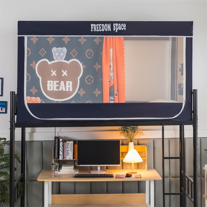 91家纺网 家纺一手货源 找家纺 宅部落 2025新款学生床帘宿舍上下铺床帘式印花强遮光学生蚊帐-印花系 滑板熊