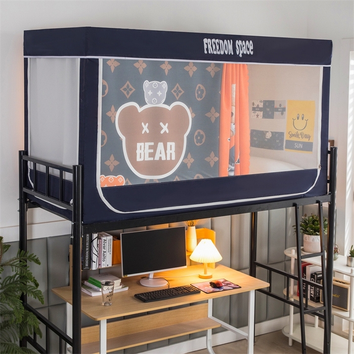 91家纺网 家纺一手货源 找家纺 宅部落 2025新款学生床帘宿舍上下铺床帘式印花强遮光学生蚊帐-印花系 滑板熊