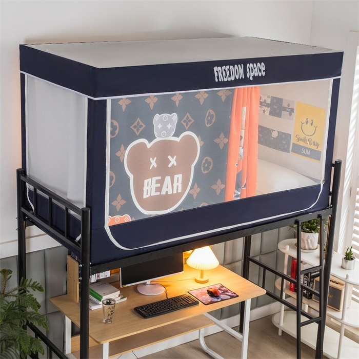 91家纺网 家纺一手货源 找家纺 宅部落 2025新款学生床帘宿舍上下铺床帘式印花强遮光学生蚊帐-印花系 滑板熊