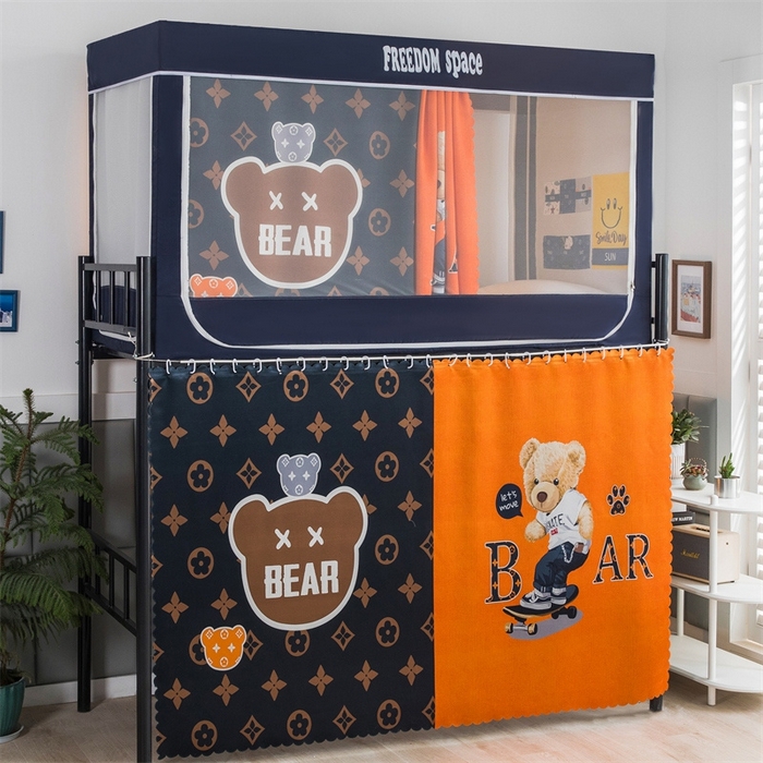 91家纺网 家纺一手货源 找家纺 宅部落 2025新款学生床帘宿舍上下铺床帘式印花强遮光学生蚊帐-印花系 滑板熊