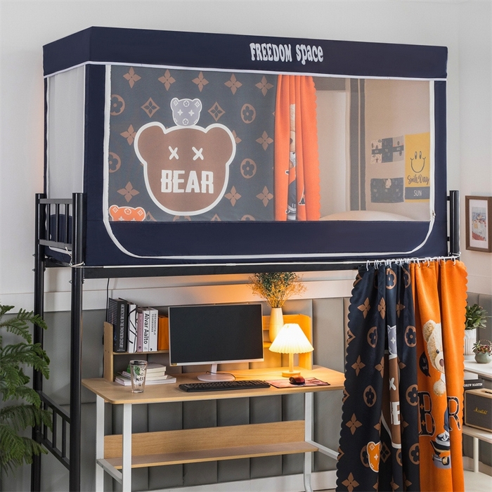 91家纺网 家纺一手货源 找家纺 宅部落 2025新款学生床帘宿舍上下铺床帘式印花强遮光学生蚊帐-印花系 滑板熊