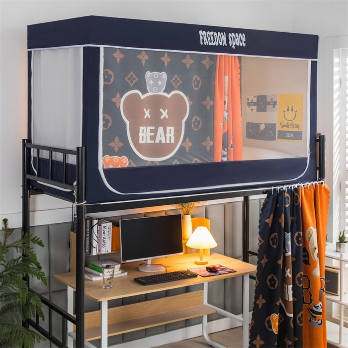 91家纺网 家纺一手货源 找家纺 宅部落 2025新款学生床帘宿舍上下铺床帘式印花强遮光学生蚊帐-印花系 滑板熊