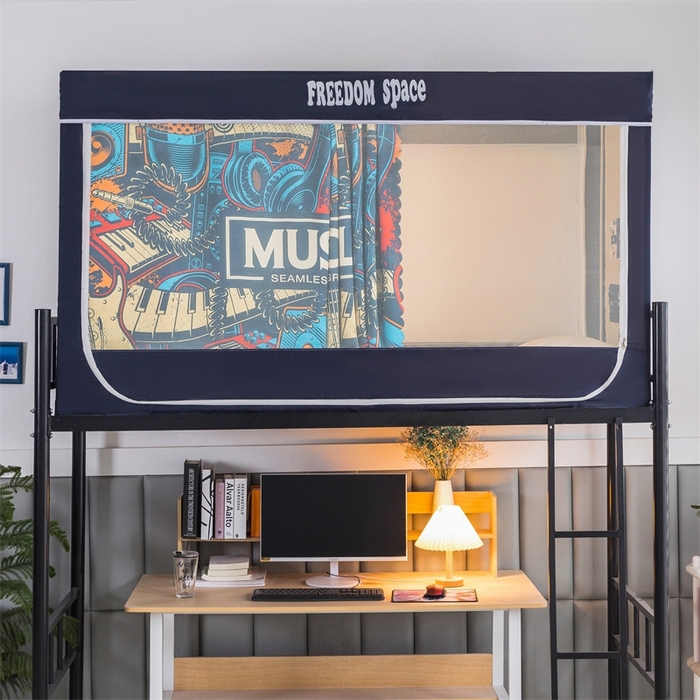 91家纺网 家纺一手货源 找家纺 宅部落 2025新款学生床帘宿舍上下铺床帘式印花强遮光学生蚊帐-印花系 潮派