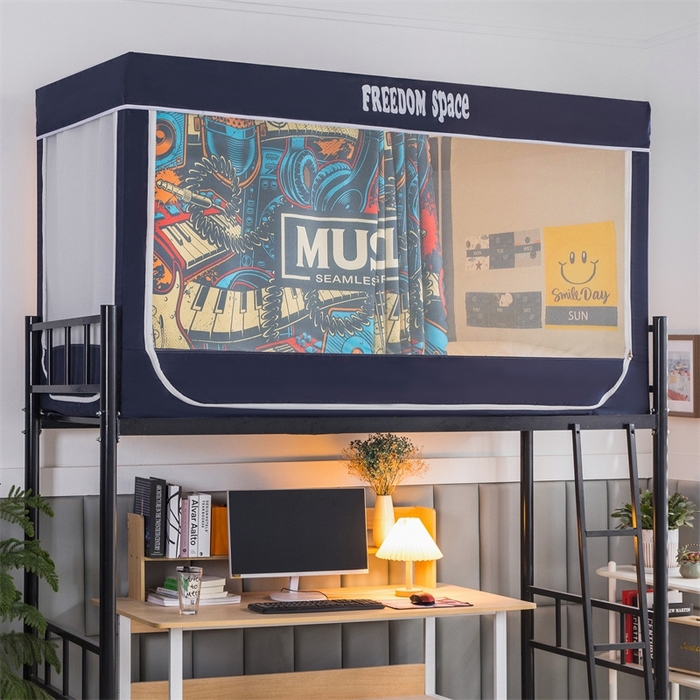 91家纺网 家纺一手货源 找家纺 宅部落 2025新款学生床帘宿舍上下铺床帘式印花强遮光学生蚊帐-印花系 潮派