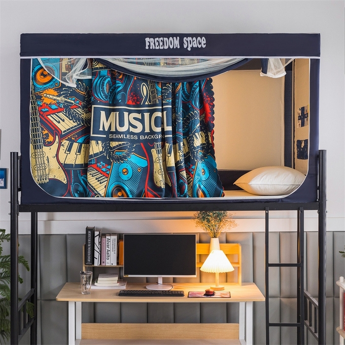 91家纺网 家纺一手货源 找家纺 宅部落 2025新款学生床帘宿舍上下铺床帘式印花强遮光学生蚊帐-印花系 潮派