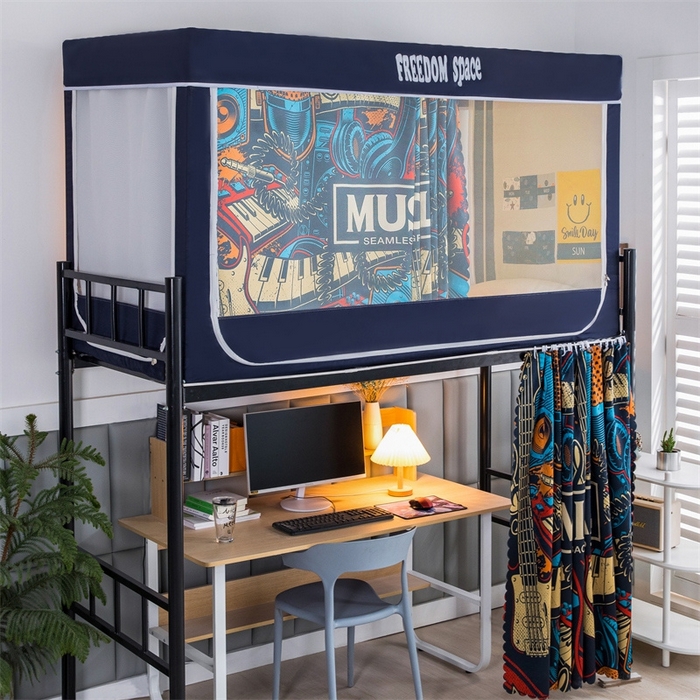 91家纺网 家纺一手货源 找家纺 宅部落 2025新款学生床帘宿舍上下铺床帘式印花强遮光学生蚊帐-印花系 潮派